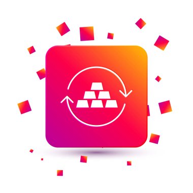 Beyaz altın değişim para ikonu beyaz arka planda izole. Para değiştirici. Kare renk düğmesi. Vektör.