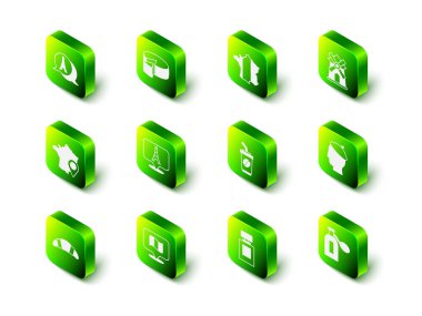 Fransız Yel değirmeni Peynir Haritası 'nı parfümlü kahve bardağına ve bayrak ikonuna ayarla. Vektör.