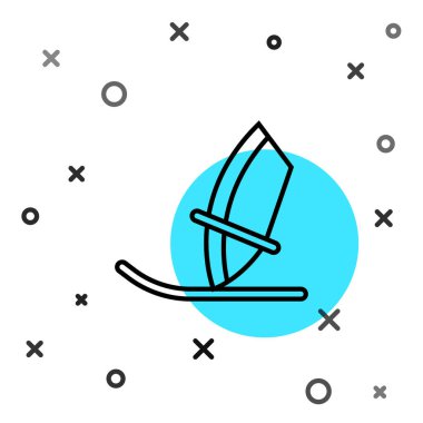 Siyah çizgi Windsurfing simgesi beyaz arkaplanda izole edildi. Rastgele dinamik şekiller. Vektör