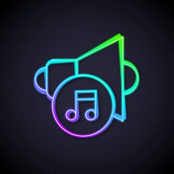 Świecąca Neonowa Linia Głośnik Symbol Dźwięku Audio Ikona Muzyki Medialnej — Wektor stockowy