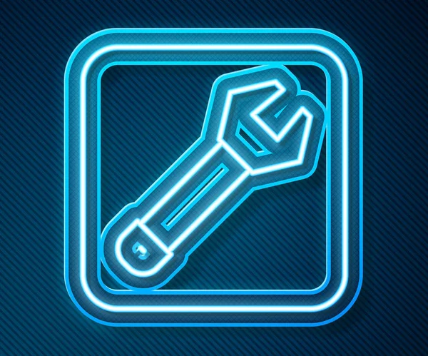 Parlayan Neon Çizgi Anahtarı Simgesi Mavi Arkaplanda Izole Edildi Anahtar — Stok Vektör