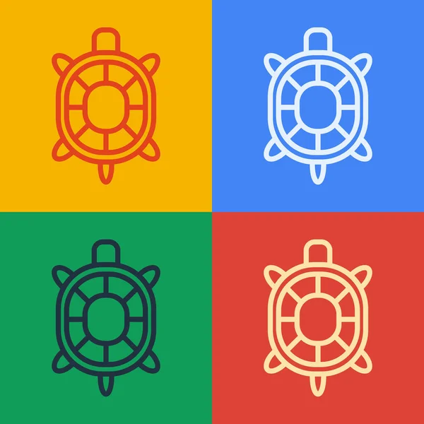 Pop Art Line Turtle Icon Isolated Color Background Vector — Stock Vector