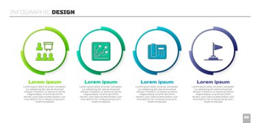 Set Eğitim, Sunum, Finansal büyüme artışı, Telefon 24 saat destek ve Bayrak. Ticari bilgi şablonu. Vektör