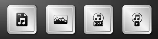 Mp3 웨이브 Equalizer Note Tone Play Square Icon Vector — 스톡 벡터