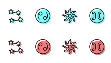 Güneş çizgisi, yıldız takımyıldızı zodiac, kanser ve balık burcu ikonu. Vektör