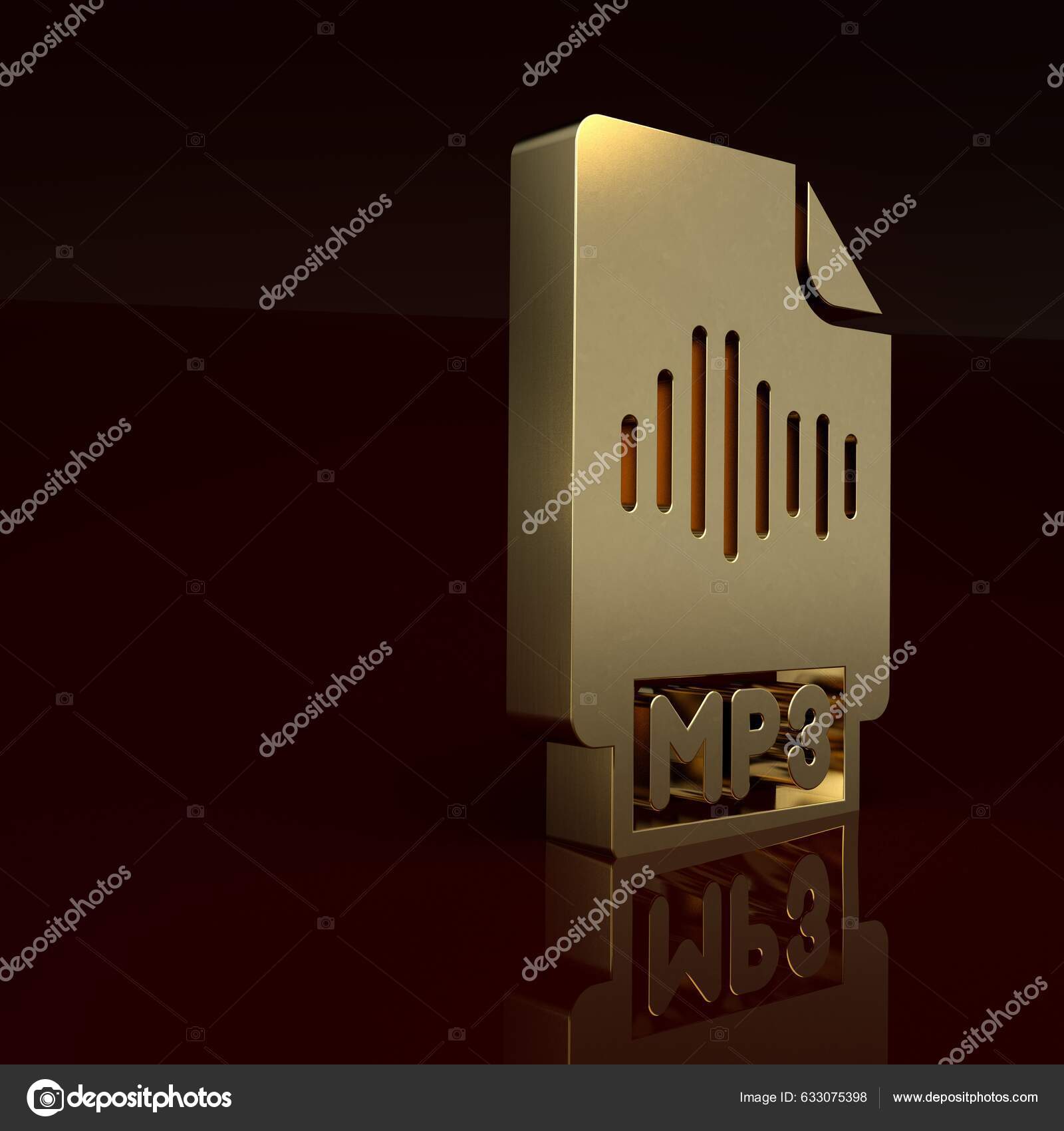 Золотой Mp3 Файл Иконка Кнопки Mp3 Выделена Коричневом Фоне Знак.