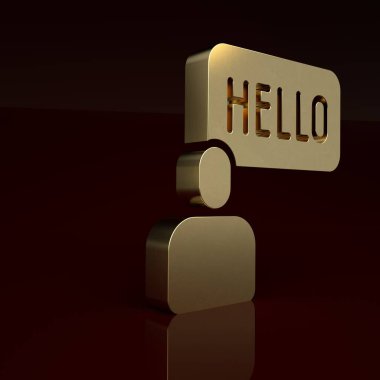 Altın Tanıma simgesi kahverengi arka planda izole edildi. Minimalizm kavramı. 3 Boyutlu resimleme.