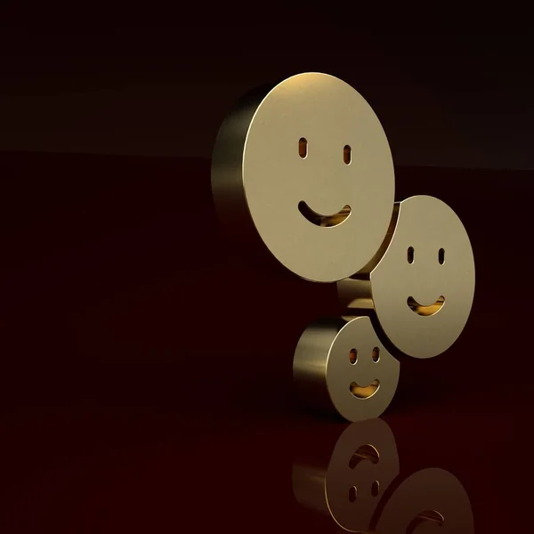 Gold Happy friendship day icon isolated on brown background. Everlasting friendship concept. Minimalism concept. 3D render illustration.