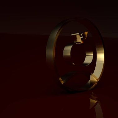 Altın Elma simgesi kahverengi arkaplanda izole edilmiş. Fazla kilolu. Sağlıklı diyet menüsü. Fitness diyeti elması. Minimalizm kavramı. 3 Boyutlu resimleme.