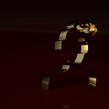 Psikoloji ikonundaki problemin altın çözümü kahverengi arka planda izole edilmiş. Akıl sağlığı terapisi. Minimalizm kavramı. 3 Boyutlu resimleme.