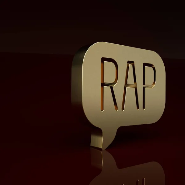 Gold Rap music icon isolated on brown background. Minimalism concept. 3D render illustration.