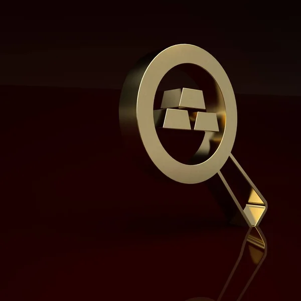Gold Gold bars icon isolated on brown background. Banking business concept. Minimalism concept. 3D render illustration.