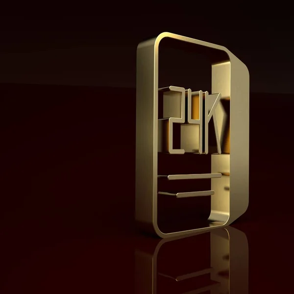 Gold Gold bars 24k icon isolated on brown background. Banking business concept. Minimalism concept. 3D render illustration.