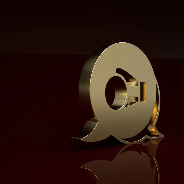 Gold Boxing glove icon isolated on brown background. Minimalism concept. 3D render illustration.