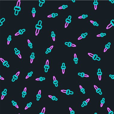 Pipette simgesi siyah arkaplanda izole edilmiş. Tıbbi, kozmetik, kimya laboratuvarı ekipmanları. Vektör.