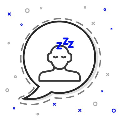 Line Dreams simgesi beyaz arkaplanda izole edildi. Uyku, dinlenme, rüya kavramı. Dinlenmek ve rahatlamak için. Renkli taslak konsepti. Vektör.