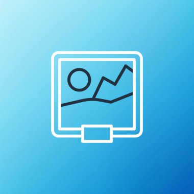 Çizgi Resim simgesi mavi arkaplanda izole edildi. Renkli taslak konsepti. Vektör.