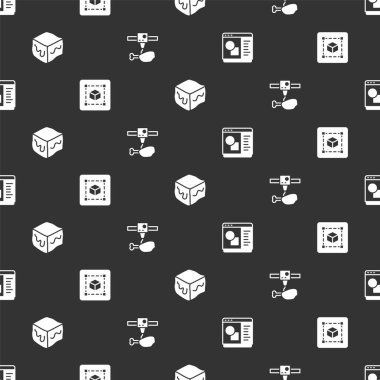 3D yazıcı yazılımı, geometrik figür küpü, Isometric küp ve tavuk bacağını pürüzsüz desene ayarla. Vektör.