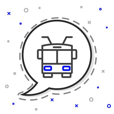 Hat Trolleybus simgesi beyaz arkaplanda izole edildi. Toplu taşıma sembolü. Renkli taslak konsepti. Vektör