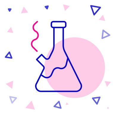 Beyaz arka planda izole edilmiş esrar veya kenevir ikonu içmek için Line Glass bong. Renkli taslak konsepti. Vektör