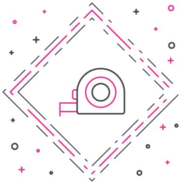 Çizgi Rulet inşaat ikonu beyaz arkaplanda izole edildi. Mezura ölçüm sembolü. Renkli taslak konsepti. Vektör