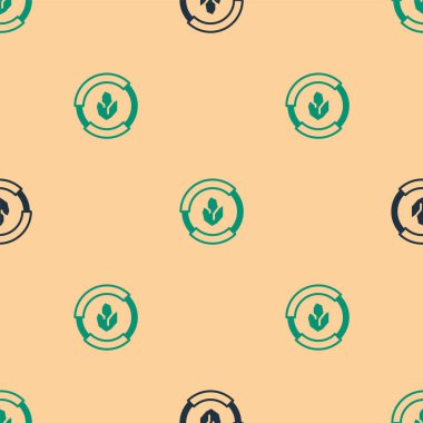 Yeşil ve siyah tarımsal toprak testi ve sonuç simgesi bej arka planda izole edilmiş pürüzsüz desen. Dijital toprak analizi. Vektör