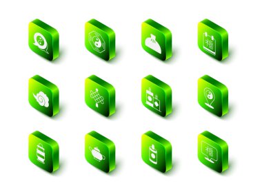 Yin Yang sembolü, Dumpling, Çin Yeni Yılı, Havai fişek ve çay töreni ikonu. Vektör