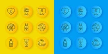 Temel yağ şişesi, bir paket süt, vegan besin diyeti, yaprak ya da yaprak, et ve ikon yok. Vektör