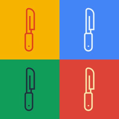 Pop Art Line Bıçak simgesi renk arkaplanında izole edildi. Çatal bıçak sembolü. Vektör