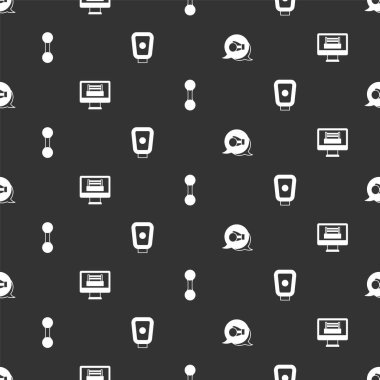 Boks eldiveni, yüzük, Dumbbell ve antrenman patilerini kusursuz desenlere ayarlayın. Vektör