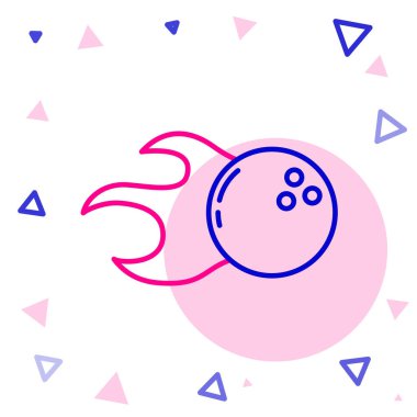 Çizgi bowling topu simgesi beyaz arkaplanda izole edildi. Spor malzemeleri. Renkli taslak konsepti. Vektör.