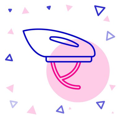 Çizgi bisiklet başlığı simgesi beyaz arkaplanda izole edildi. Olağanüstü bir spor. Spor malzemeleri. Renkli taslak konsepti. Vektör.