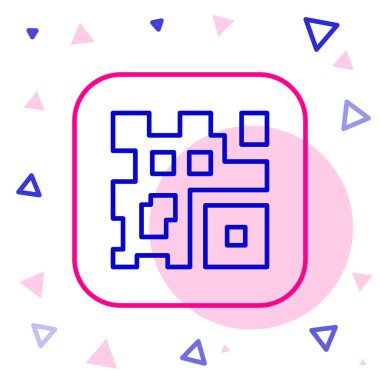 Akıllı telefon tarama simgesi için QR kod örneği beyaz arkaplanda izole edildi. Renkli taslak konsepti. Vektör.