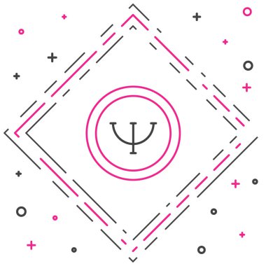 Beyaz arka planda izole edilmiş çizgi psikolojisi ikonu. Psi sembolü. Akıl sağlığı konsepti, psikanaliz analizi ve psikoterapi. Renkli taslak konsepti. Vektör.