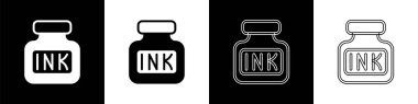 Siyah ve beyaz arkaplanda Inkwell simgesini ayır. Vektör.
