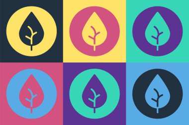 Pop art Tea leaf icon isolated on color background. Tea leaves. Vector.