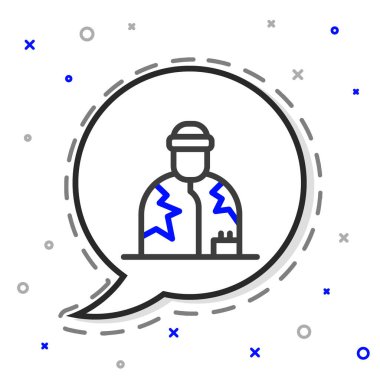 Beyaz arka planda izole edilmiş çizgi evsiz simgesi. Evsizlik sorunu. Renkli taslak konsepti. Vektör