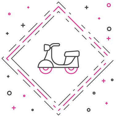 Çizgi Scooter simgesi beyaz arkaplanda izole edildi. Renkli taslak konsepti. Vektör