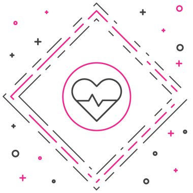 Çizgi Kalp hızı simgesi beyaz arkaplanda izole edildi. Kalp atışı işareti. Kalp atışı ikonu. Kardiyogram simgesi. Renkli taslak konsepti. Vektör