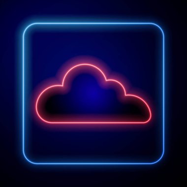 Siyah arkaplanda parlayan neon bulutu simgesi izole edildi. Vektör.