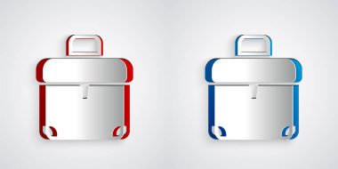 Kağıt kesiği Evrak Çantası simgesi gri arkaplanda izole edildi. İş ilanı. İş portföyü. Kağıt sanatı tarzı. Vektör