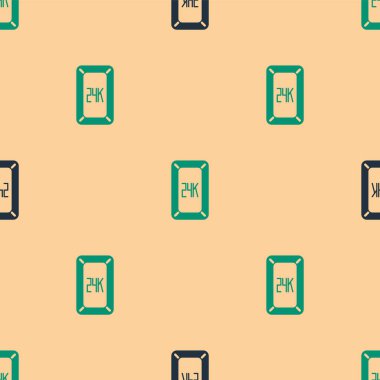 Yeşil ve siyah altın renkli 24k simge, bej arkaplandaki pürüzsüz deseni izole etti. Bankacılık işi konsepti. Vektör