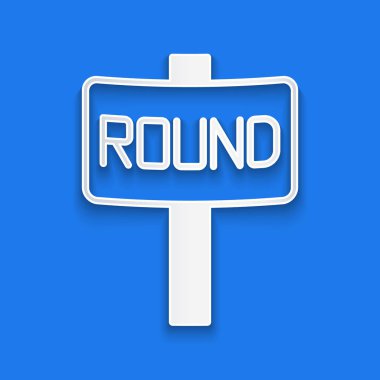 Kağıt kesiği halka simgesi mavi arkaplanda izole edildi. Kağıt sanatı tarzı. Vektör