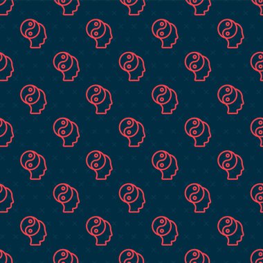 Kırmızı çizgi Yin Yang 'ın sembolü harmoni ve denge simgesi siyah arkaplanda izole edilmiş pürüzsüz desen. Vektör