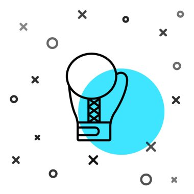 Siyah çizgi boks eldiveni simgesi beyaz arkaplanda izole edildi. Rastgele dinamik şekiller. Vektör