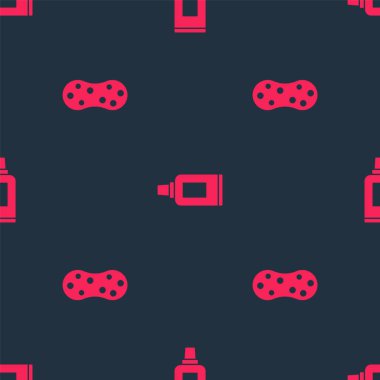 Sünger ve Şişe 'yi temizleme ajansına ayarlayın. Vektör.