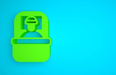 Green Sleeping bag icon isolated on blue background. Minimalism concept. 3D render illustration.