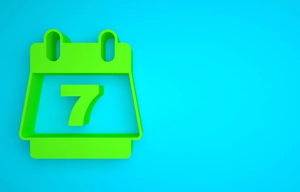 Green Hotel booking calendar icon isolated on blue background. Minimalism concept. 3D render illustration.