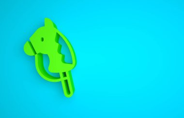 Green Toy horse icon isolated on blue background. Minimalism concept. 3D render illustration.
