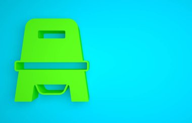 Green Baby potty icon isolated on blue background. Chamber pot. Minimalism concept. 3D render illustration.